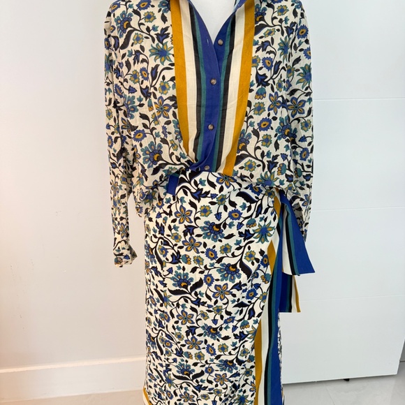 Sezane and Momoni Floral Maxi Wrap Skirt with Long Sleeve Top Sz 36 - Picture 7 of 15